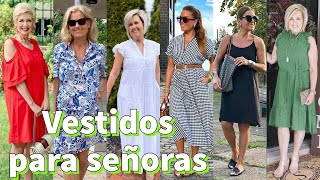 VESTIDOS para SEÑORAS sencillos y bonitos para llevar a los 506070vestidos casuales y elegantes [upl. by Ahsienot917]