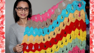 VINTAGE FAN RIPPLE BLANKET crochet tutorial [upl. by Aimahs]