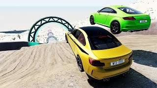 Cars VS Speed Test With Downhill Bumpy Road  Lava Ramp BeamNG Drive [upl. by Elleimac]