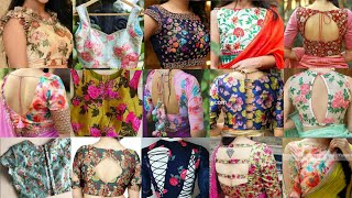 New Model Printed Blouse Neck Patterns  Floral Print Saree Blouse Designs 2021 [upl. by Aitnahc]