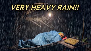 Very Heavy Rain Camping‼️Solo Camping in Floating Tent in Rainstorm [upl. by Dixil]