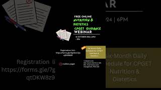 FREE NUTRITION AND DIETETICS CPGET GUIDANCE [upl. by Leod413]