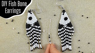 Fishbone Beaded Fringe Earrings  Halloween Tutorial  DIY [upl. by Ueih]