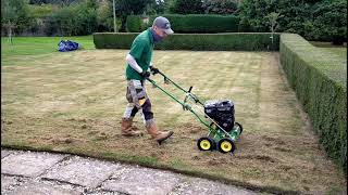 BRUTAL Lawn Scarifying  Dethatching FIXING An UGLY LAWN [upl. by Salina]