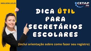 Dica útil como fazer o registro de secretário escolar e manterse atualizado [upl. by Anirbaz]