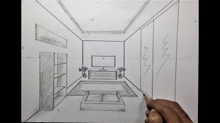 ARCHITECTURE How To Draw Interior Room In One Point Perspective [upl. by Emorej696]