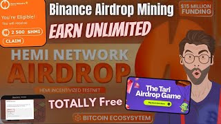 Hemi Testnet Binance Airdrop  How To Get Unlimited Ethereum  Tari Testnet Mining  hemi airdrop [upl. by Plunkett419]