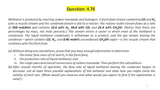 Methanol is produced by reacting carbon monoxide and hydrogenprocesscalculation [upl. by Aikmat]