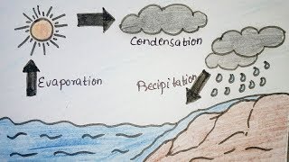 How to draw Water Cycle  School project drawing  Art [upl. by Shreve652]