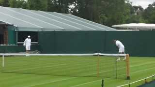 Roger Federer and Andy Murray in practice at Wimbledon [upl. by Lartnom]