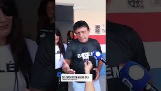 Eder Mauro chega ao local de votação na Marambaia tirando foto e cumprimentado apoiadores [upl. by Eltsyrc]