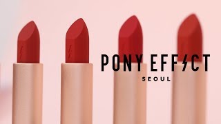 PONY EFFECT 신상 립스틱 전 컬러 발색 리뷰 POWDERY WHISPER LIPSTICK SWATCHES [upl. by Elliven]