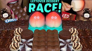 ASMR LEFTOVER DESSERT RACE MINI KITKAT ICE CREAM BUBBLY CHOCOLATE PEACH ICE CREAM FERRERO 먹방 [upl. by Rehpotsihc400]