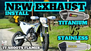 Titanium VS Stainless Exhaust • Husqvarna 701 Supermoto [upl. by Airetnahs72]