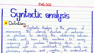 Syntactic analysis ENG206 4thsememster pu [upl. by Deedahs139]