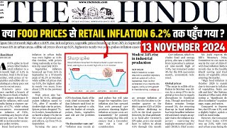 13 November 2024 Current Affairs  Today Hindu Newspaper  Inflation In Food prices WMO Pelicans [upl. by Eimot]