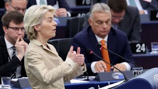 Von der Leyen attacks Orbán’s support for Russia in fiery speech to European Parliament [upl. by Tnelc12]