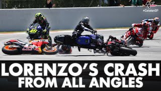 Lorenzos crash in Catalunya from all angles  2019 CatalanGP [upl. by Niffirg]