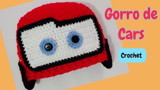 Gorro de bebé a crochet  Gorro de Cars rayo Mc Queen talla 12 años Crochet tutorial [upl. by Yobybab494]