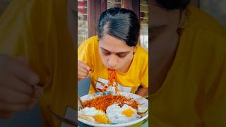 Spicy Korean Ramen Noodles With Runny Eggs 🥵🥵🥵 mukbang food eating tarathestar58 [upl. by Ylrac447]