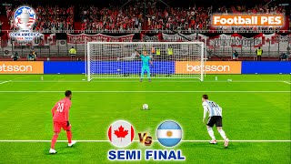 Argentina Vs Canada  Semi Final Copa America 2024  Penalty Shootout  Realistic PES Gameplay [upl. by Sparky]