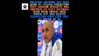 Luciano Spalletti to continue as Italy head coach football viral trending [upl. by Ahsiekal472]