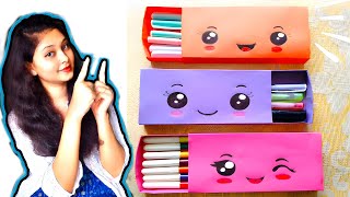 EASY DIY PENCIL BOX 🎁  HOW TO MAKE PAPER PENCIL BOX 😀 [upl. by Bremble]