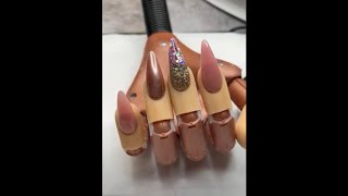 Beginner Acrylic Nail  Fall Inspired Full Set Nail Art and Pricing [upl. by Bertrando]