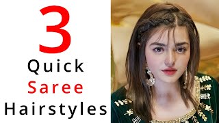 3 Quick amp Easy Saree Hairstyles For Open Hair  New Hairstyle [upl. by Kane]