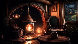 A Rainy Night In Hobbiton  Cozy Hobbit Room with Soothing Fireplace and Rain Sounds ASMR  No Music [upl. by Acinonrev475]