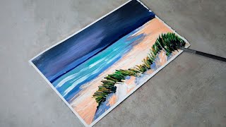 Simple Beach Landscape Acrylic Palette Knife Painting  step by step [upl. by Nnad]