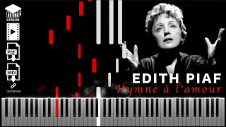 Hymne à lamour  Edith Piaf  Piano Tutorial [upl. by Drape542]