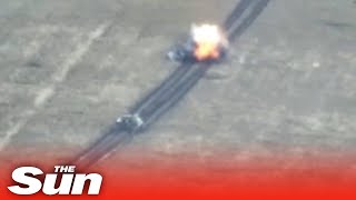 Ukrainian special forces take out Russian tanks in aerial bombardments over Donetsk [upl. by Llebpmac]