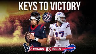 Keys to Victory Texans vs Bills Showdown CJ Stroud vs Josh Allen [upl. by Anirrehs315]