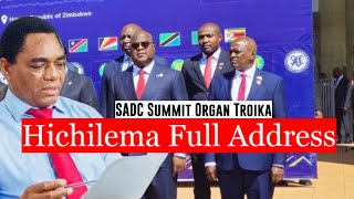 WATCH LIVE Hakainde Hichilema SADC Summit Organ Troika Full Address via Video Link [upl. by Kered]