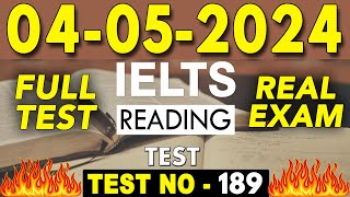 IELTS Reading Test 2024 with Answers  04052024  Test No  189 [upl. by Vivl]