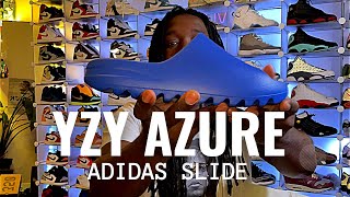 Unboxing  Yeezy Slide Blue Azure [upl. by Nayrbo]