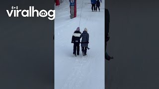 Taking A Ski Lift With No Skis  ViralHog [upl. by Brookes]