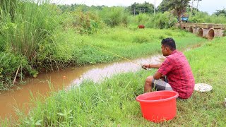 Fishing Video  Village boys know all kinds of fishing gear in canals  Fish catching trap [upl. by Aikemaj]