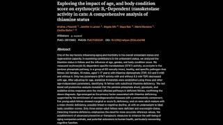 6 Exploring the impact of age ampBCS on erythrocytic B1Dependent transketolase Cats [upl. by Toblat]