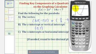 Quadratic Functions  Find Vertex and Intercepts Using the Graphing Calculator [upl. by Faustena]