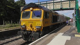 Felixstowe container freight trains at trimley Station 9823 [upl. by Wincer]