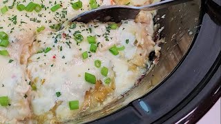 SLOW COOKER Green Chicken Enchilada Casserole  Simply Mamá Cooks [upl. by Egin]