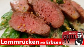 Lammrücken mit HOLO Erbsen lecker  saftig Rummel Grill TV rummelgrilltv [upl. by Ostler462]