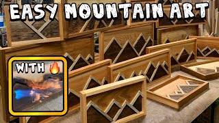 Easy Wood Mountain Art with Fire Mountain Wall Art DIY [upl. by Aviv745]