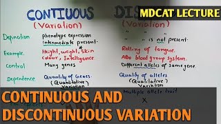 continuous and discontinuous variation  NMDCAT 2021 [upl. by Annoid]