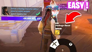 Defeat a Dueling character with a pistol or melee weapon Fortnite [upl. by Nonnah]