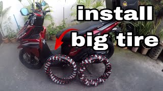 install big tire honda click  ang pogi nya  Honda Click 125i V3  bigtire beasttire [upl. by Philpot997]