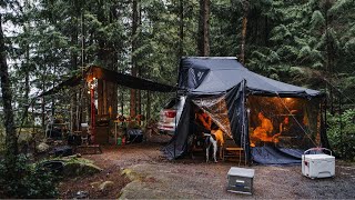 Relaxing forest cliff camping with best new iKamper setup in BC Canada  Snow Peak IGT [upl. by Keele550]