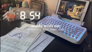 1h 30min realtime study with me asmr 🌸  no music with timer background noises [upl. by Adon]